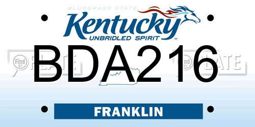 BDA216 Kentucky License Plate