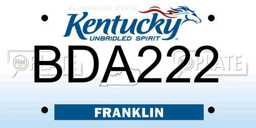 BDA222 Kentucky License Plate