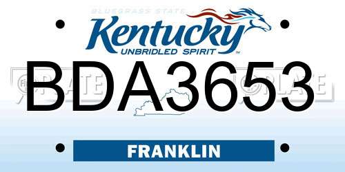 BDA3653 Kentucky License Plate
