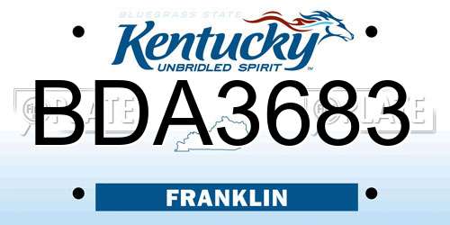 BDA3683 Kentucky License Plate