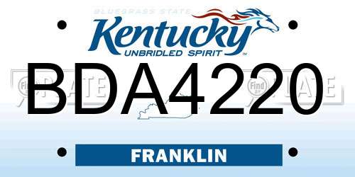 BDA4220 Kentucky License Plate