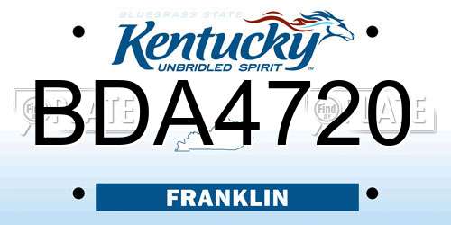 BDA4720 Kentucky License Plate