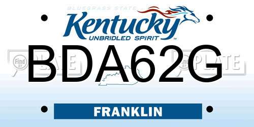 BDA62G Kentucky License Plate