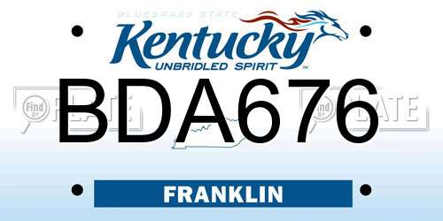 BDA676 Kentucky License Plate
