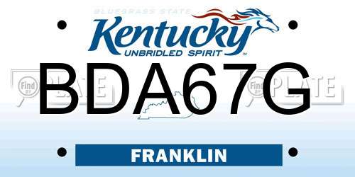 BDA67G Kentucky License Plate