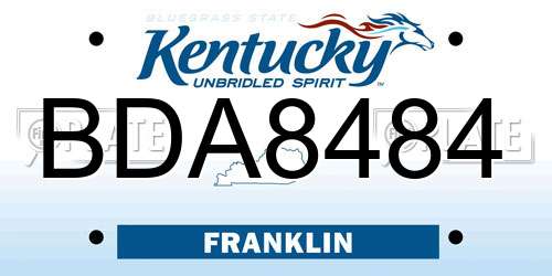 BDA8484 Kentucky License Plate