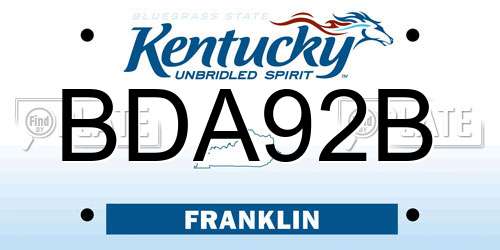 BDA92B Kentucky License Plate