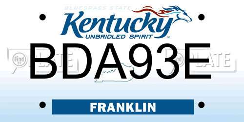 BDA93E Kentucky License Plate