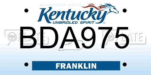 BDA975 Kentucky License Plate