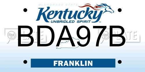 BDA97B Kentucky License Plate