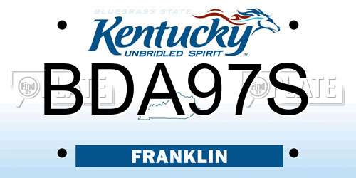 BDA97S Kentucky License Plate