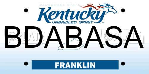 BDABASA Kentucky License Plate