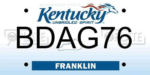 BDAG76 Kentucky License Plate