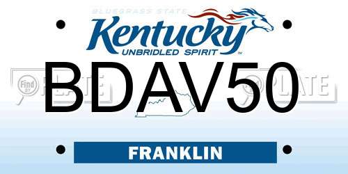 BDAV50 Kentucky License Plate