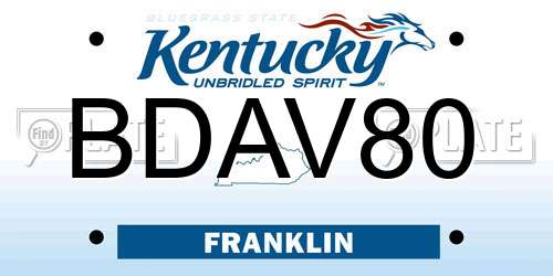 BDAV80 Kentucky License Plate