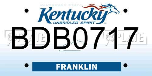 BDB0717 Kentucky License Plate