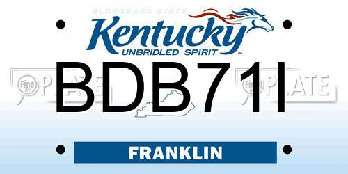 BDB71I Kentucky License Plate