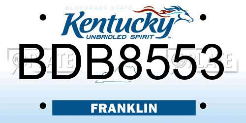 BDB8553 Kentucky License Plate