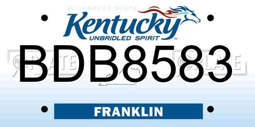 BDB8583 Kentucky License Plate