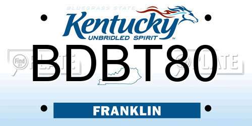 BDBT80 Kentucky License Plate