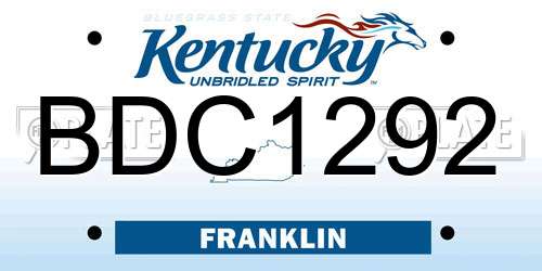 BDC1292 Kentucky License Plate