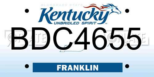 BDC4655 Kentucky License Plate
