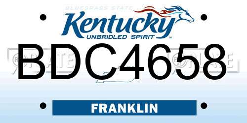 BDC4658 Kentucky License Plate