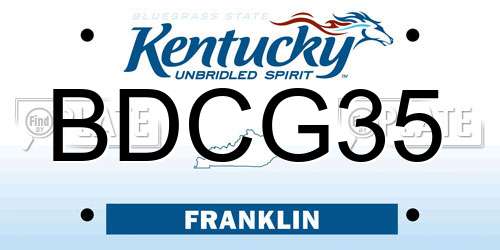 BDCG35 Kentucky License Plate
