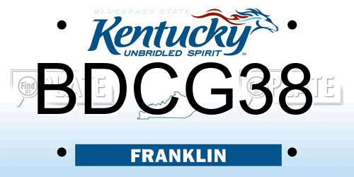 BDCG38 Kentucky License Plate