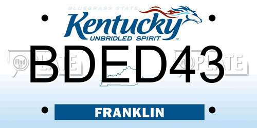 BDED43 Kentucky License Plate