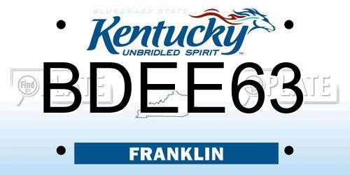 BDEE63 Kentucky License Plate