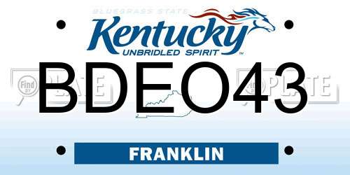 BDEO43 Kentucky License Plate