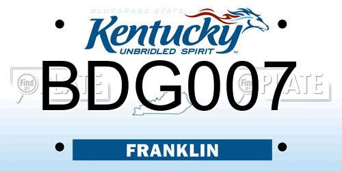 BDG007 Kentucky License Plate