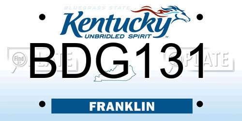BDG131 Kentucky License Plate