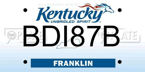 BDI87B Kentucky License Plate