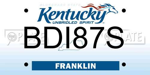 BDI87S Kentucky License Plate