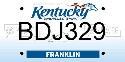 BDJ329 Kentucky License Plate