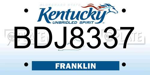 BDJ8337 Kentucky License Plate