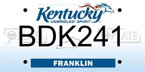 BDK241 Kentucky License Plate