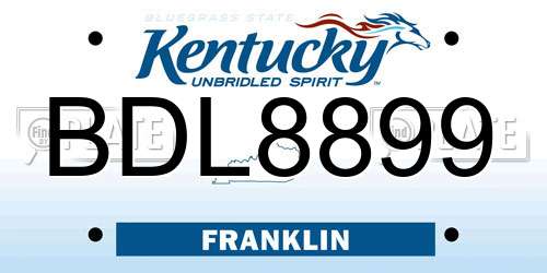 BDL8899 Kentucky License Plate