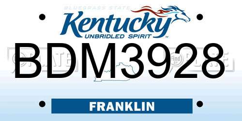 BDM3928 Kentucky License Plate