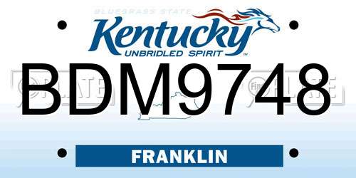 BDM9748 Kentucky License Plate