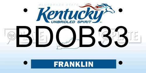 BDOB33 Kentucky License Plate