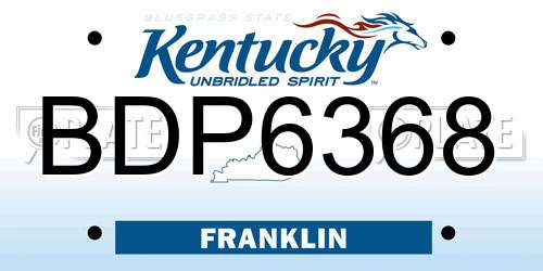 BDP6368 Kentucky License Plate