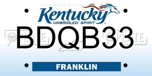 BDQB33 Kentucky License Plate
