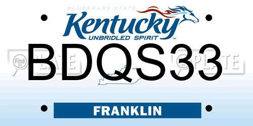 BDQS33 Kentucky License Plate