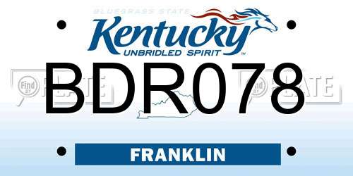 BDR078 Kentucky License Plate