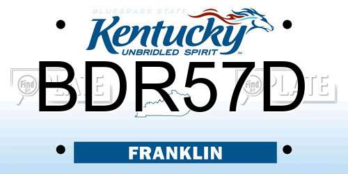 BDR57D Kentucky License Plate