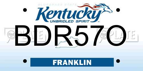 BDR57O Kentucky License Plate