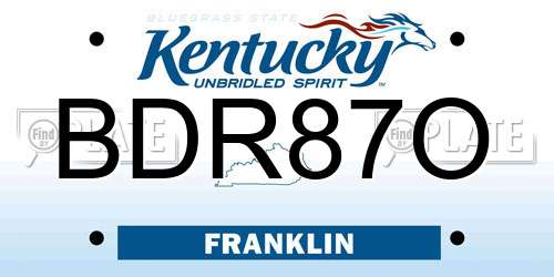 BDR87O Kentucky License Plate